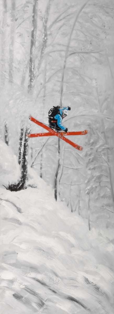 Man Skiing in Steep Offpiste Terrain  art print by Atelier B Art Studio for $57.95 CAD