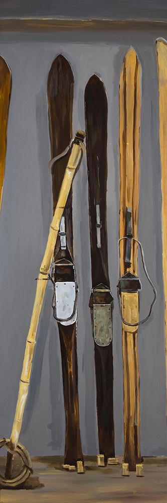 SKI POLES AND VINTAGE SKIS art print by Atelier B Art Studio for $57.95 CAD