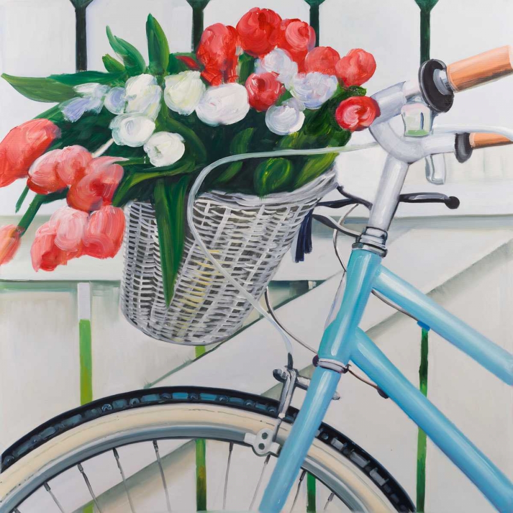 Bicycle with Tulips Flowers in Basket art print by Atelier B Art Studio for $57.95 CAD