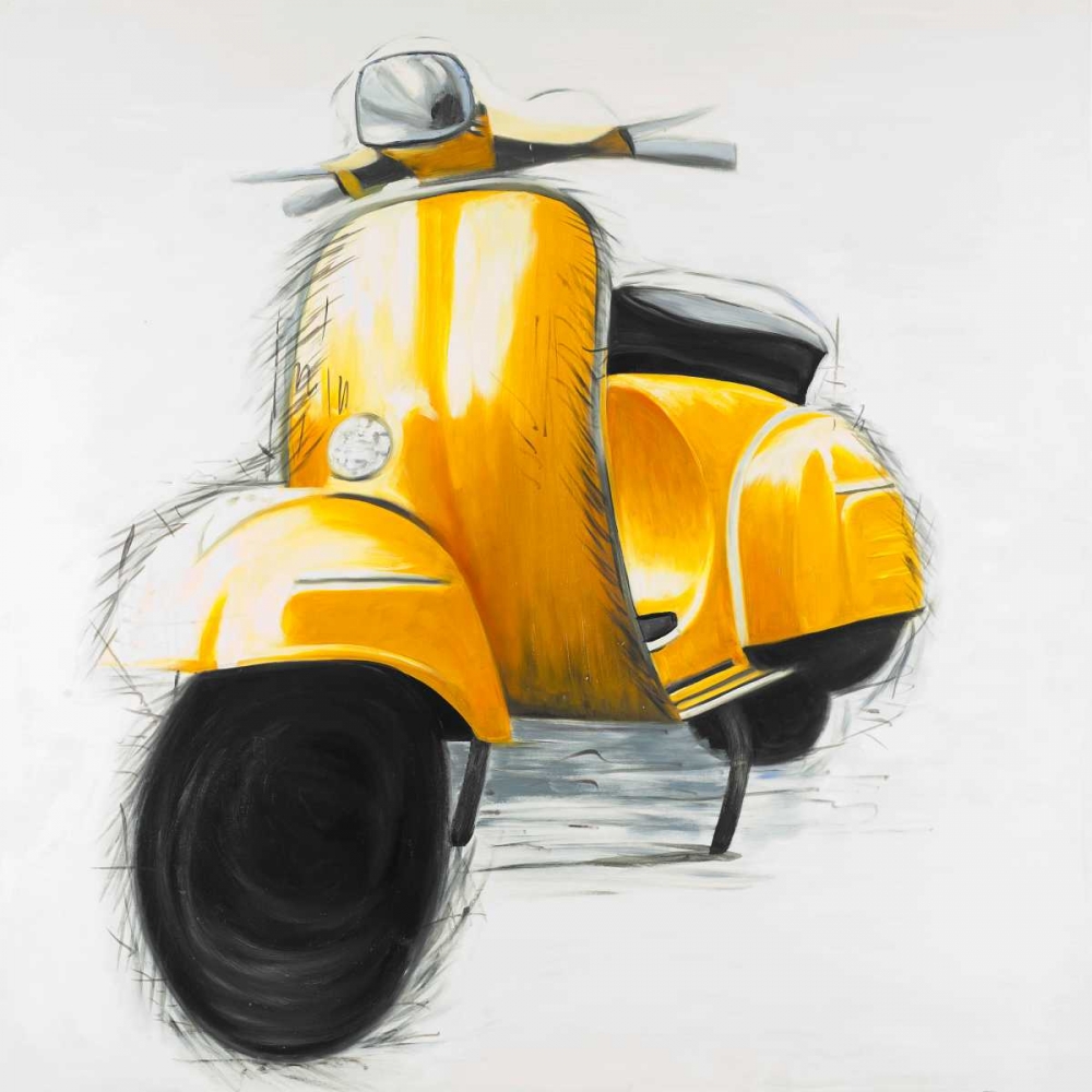Yellow Italian Scooter art print by Atelier B Art Studio for $57.95 CAD