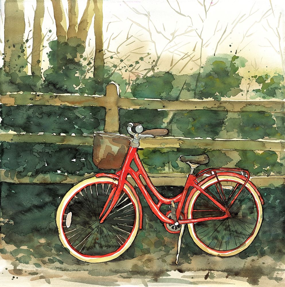 RIDING IN THE WOODS BY BICYCLE art print by Atelier B Art Studio for $57.95 CAD