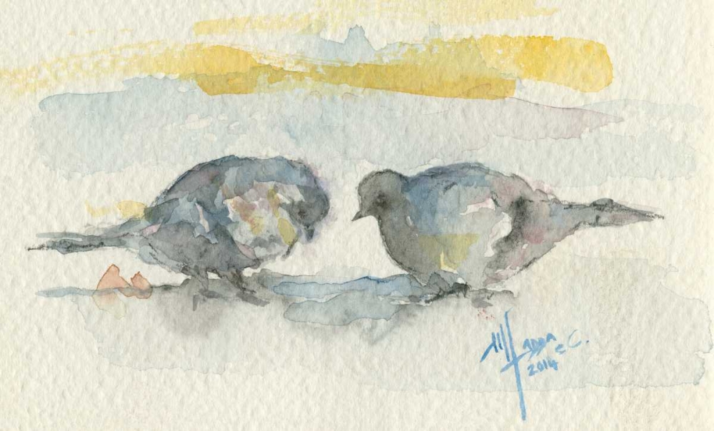 Two pigeons on the sand art print by Maria Nella Fadda for $57.95 CAD