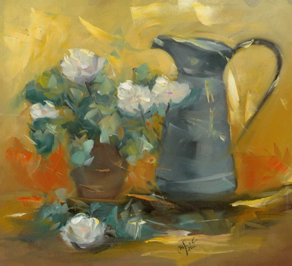 Flower pot with pitcher ΓÇô jar abstract art print by Maria Nella Fadda for $57.95 CAD