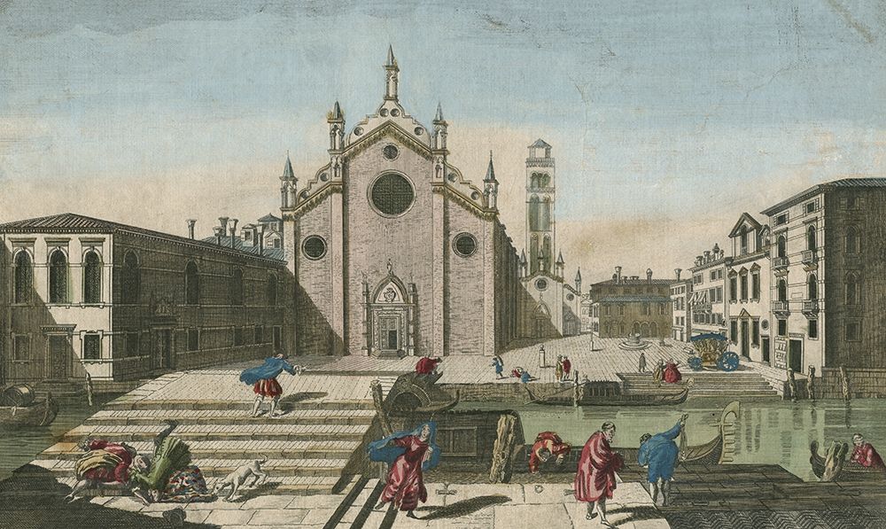 Detail Ancient View on Old Minor Church Palace in Venice crop art print by anonymous for $57.95 CAD