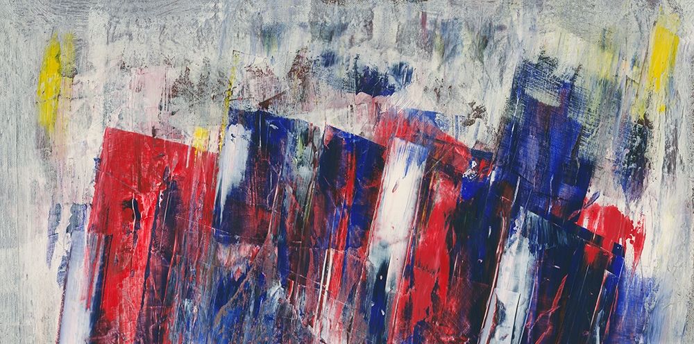 Red, Blue, Yellow and Grey Abstract Crop II art print by Anonymous for $57.95 CAD