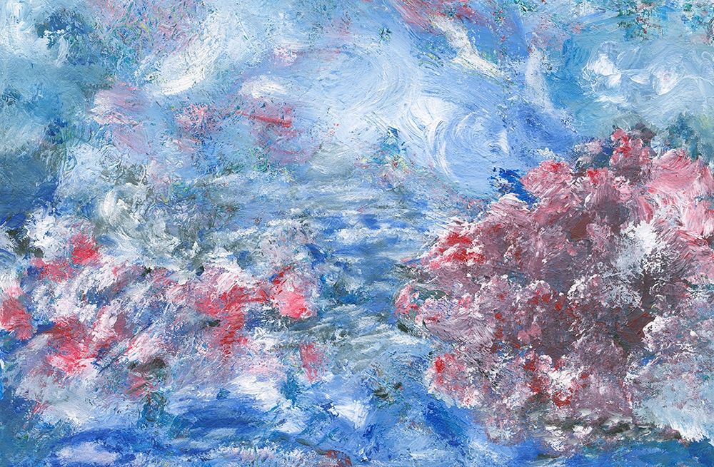 Abstract Lilac Waterlilies in the blue water I art print by Anonymous for $57.95 CAD