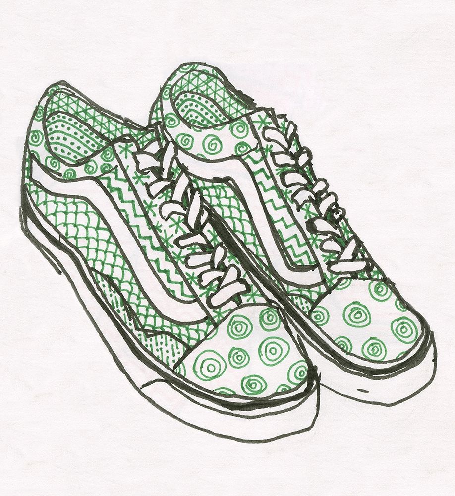 Green Decorated Sneakers Shoes art print by Alessia Meloni for $57.95 CAD