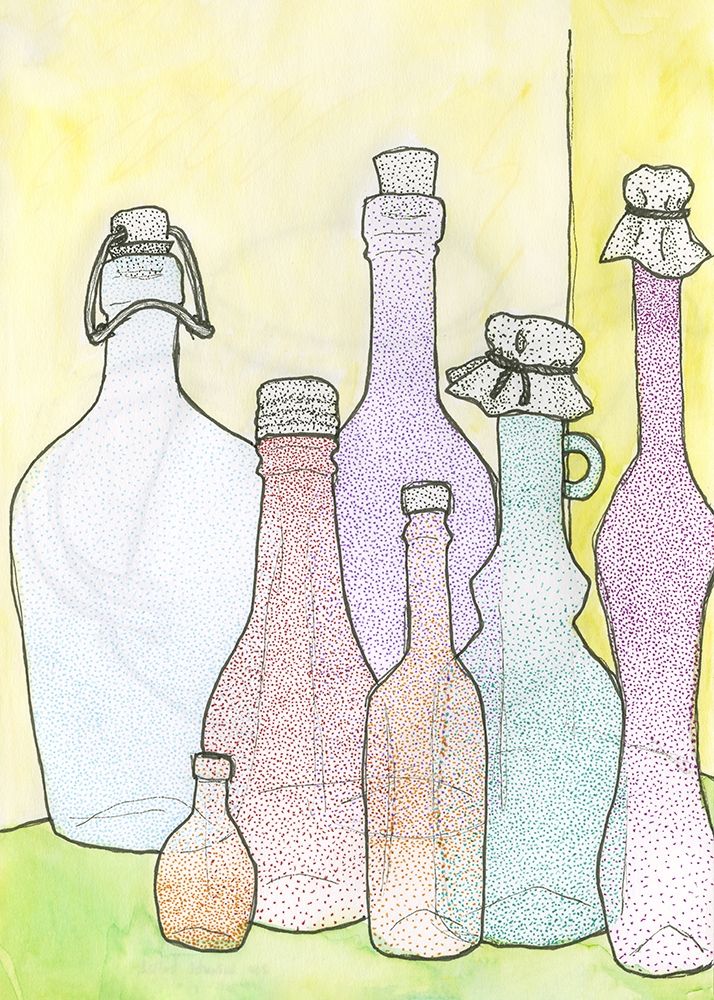 Multicoloured Glass Bottles art print by Alessia Meloni for $57.95 CAD