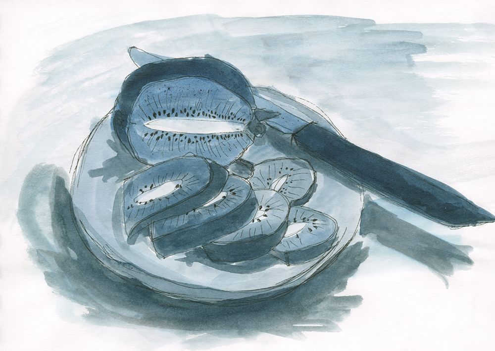 Cut Kiwi Fruit with knife art print by Alessia Meloni for $57.95 CAD