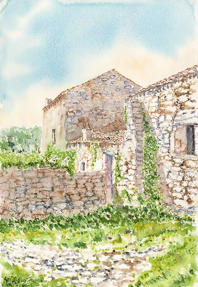 Stone-house-watercolor-italy art print by Enrico Pinna for $57.95 CAD