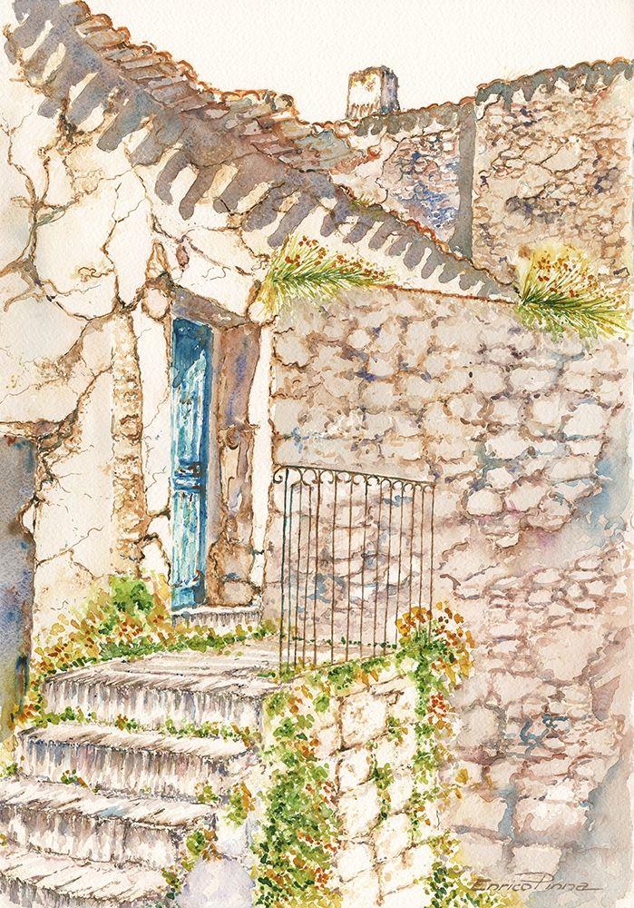 Sardinia-cottage-italy-life-watercolor art print by Enrico Pinna for $57.95 CAD