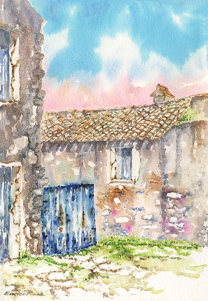 Village-gate-sardinia-watercolor art print by Enrico Pinna for $57.95 CAD