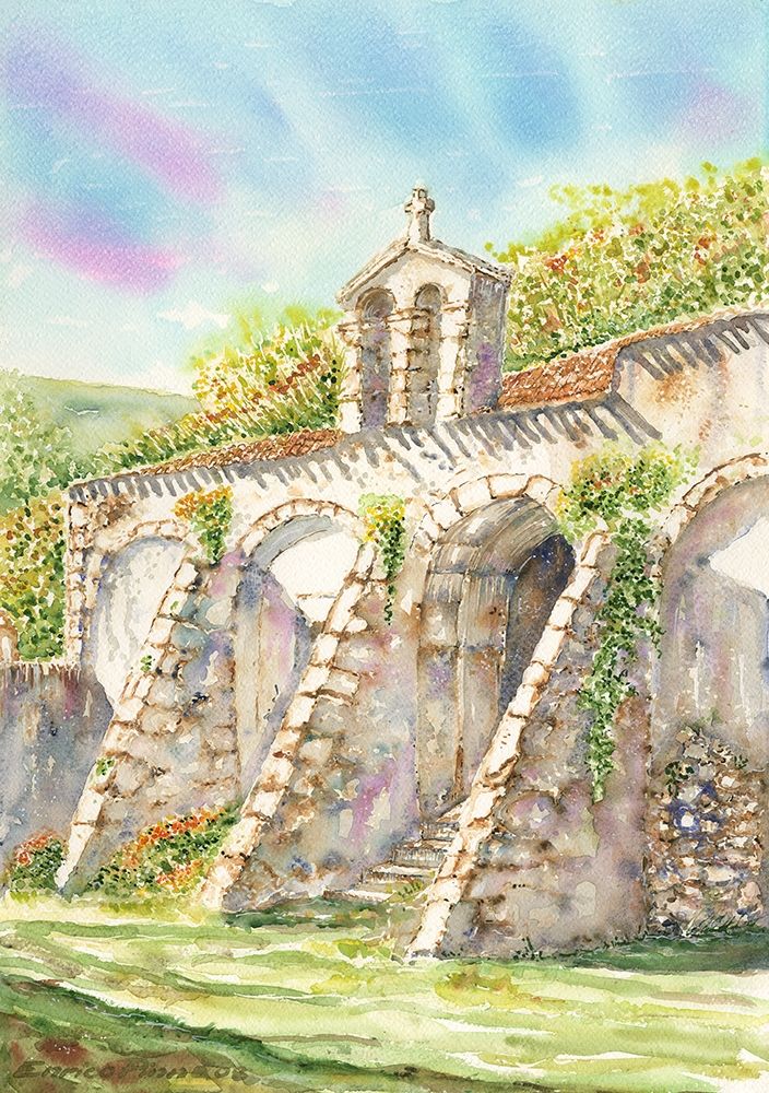Cross-country-church-watercolor art print by Enrico Pinna for $57.95 CAD