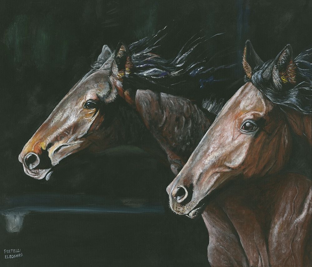 Amazing brown horses running wild art print by Eleonora Pretelli for $57.95 CAD