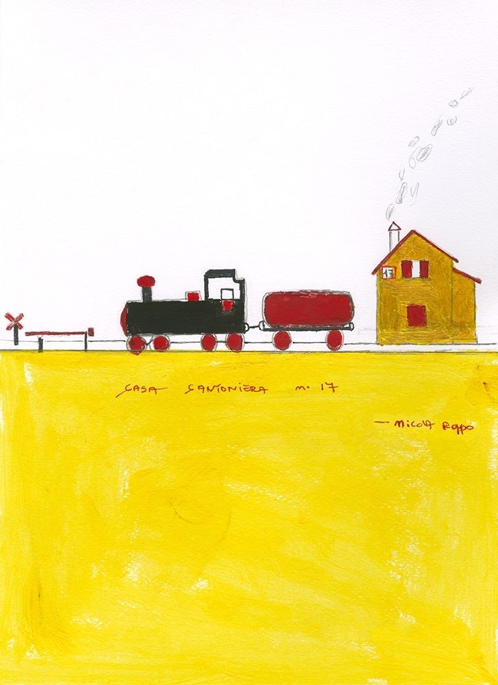 Green and Red Train and Roadhouse art print by Nicola Roppo for $57.95 CAD