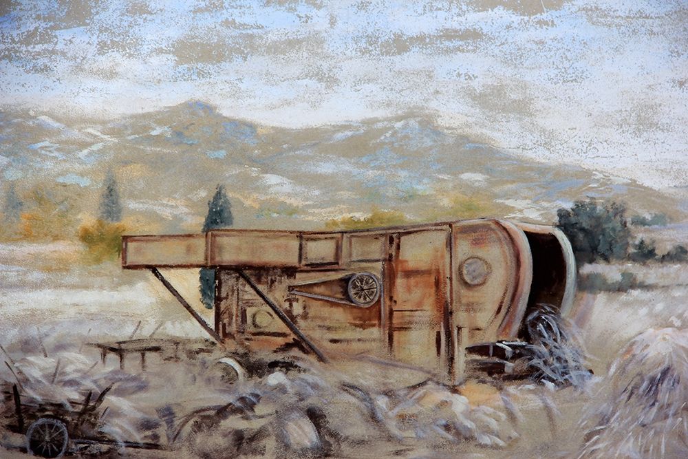 Old Grain Harvester on a mural painting  art print by Saiu Giovanni for $57.95 CAD