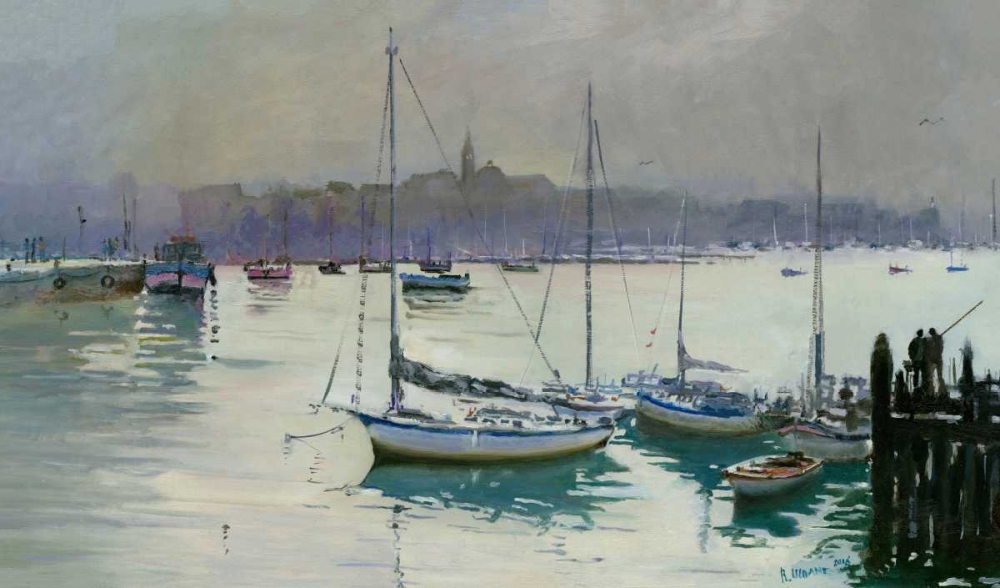 Foggy Day in an old Mediterranean Seatown art print by Roberto Uldanc for $57.95 CAD