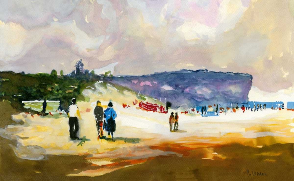 People walking on the beach near the cape art print by Roberto Uldanc for $57.95 CAD