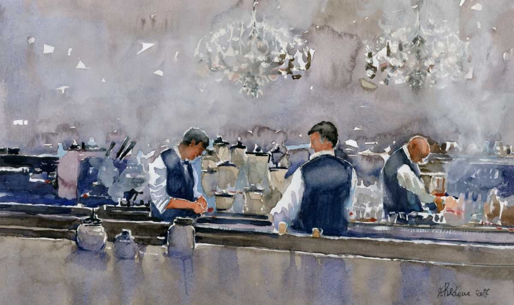 Bartenders at the counter art print by Roberto Uldanc for $57.95 CAD