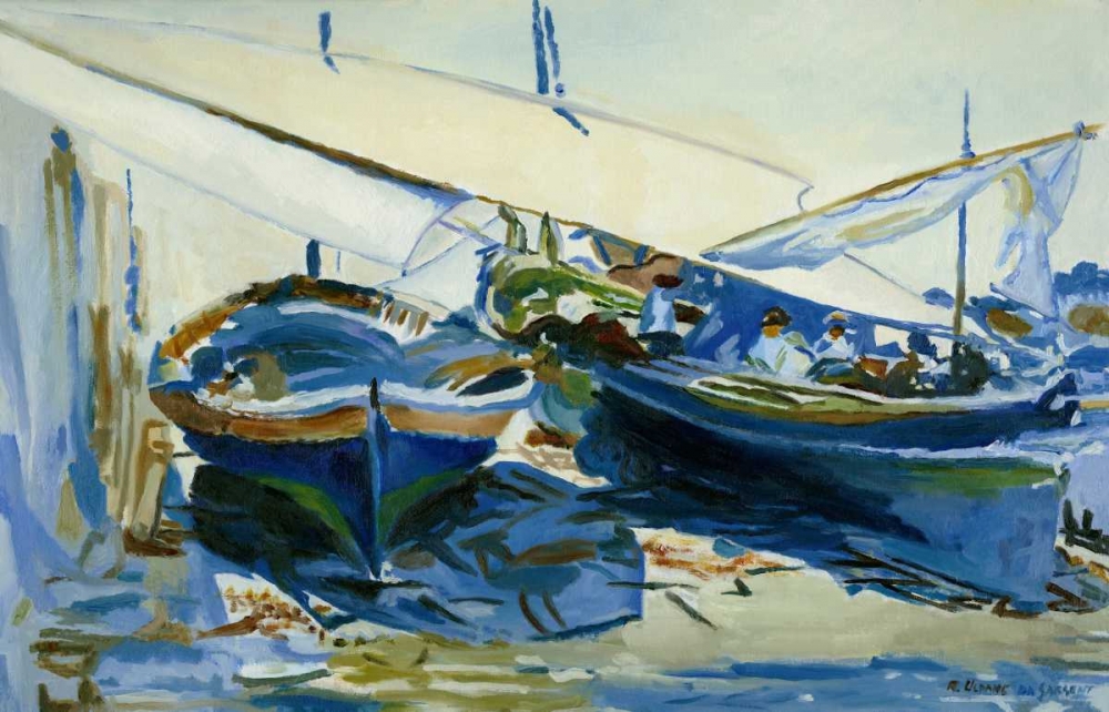 Two boats with lowered sails art print by Roberto Uldanc for $57.95 CAD