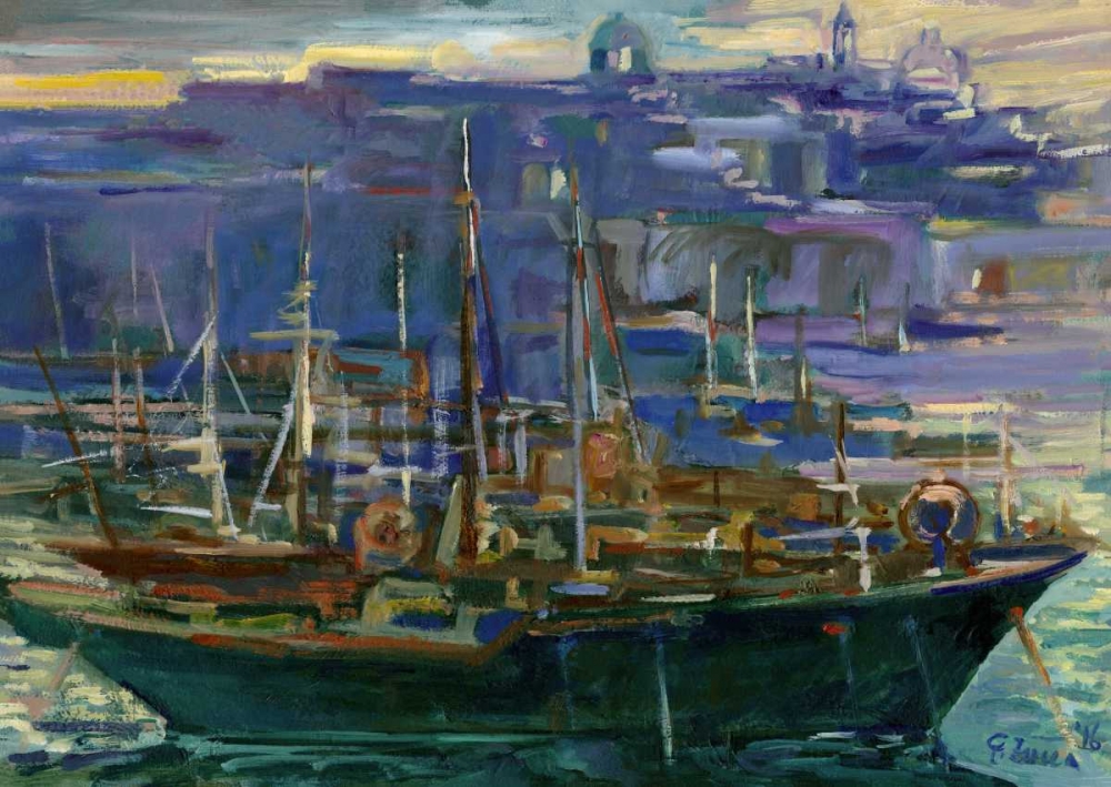 Boats moored port old town sea art print by Gianfranco Zucca for $57.95 CAD