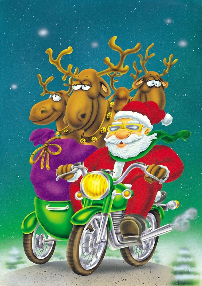 Santa on bike art print by Patrick Hoenderkamp for $57.95 CAD