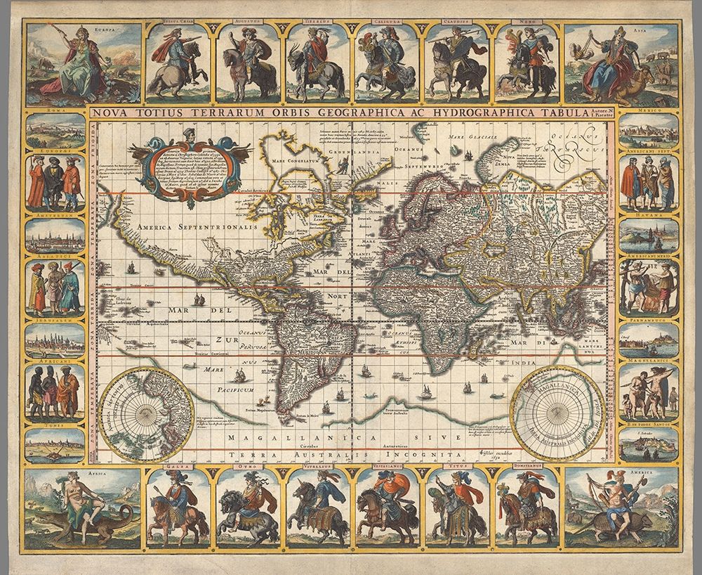 Nova Totius Terrarum Orbis Tabula, 1652 art print by Claes Janszoon Visscher for $57.95 CAD