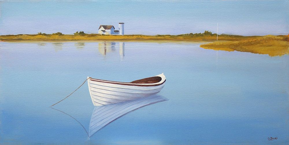 Lone Boat in Seascape art print by Carol Saxe for $57.95 CAD