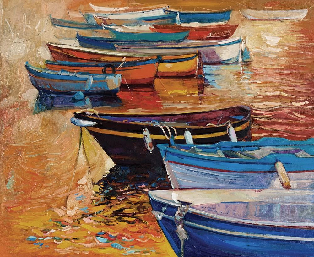 Rowboats Moored on Ocean art print by Boyan Dimitrov for $57.95 CAD