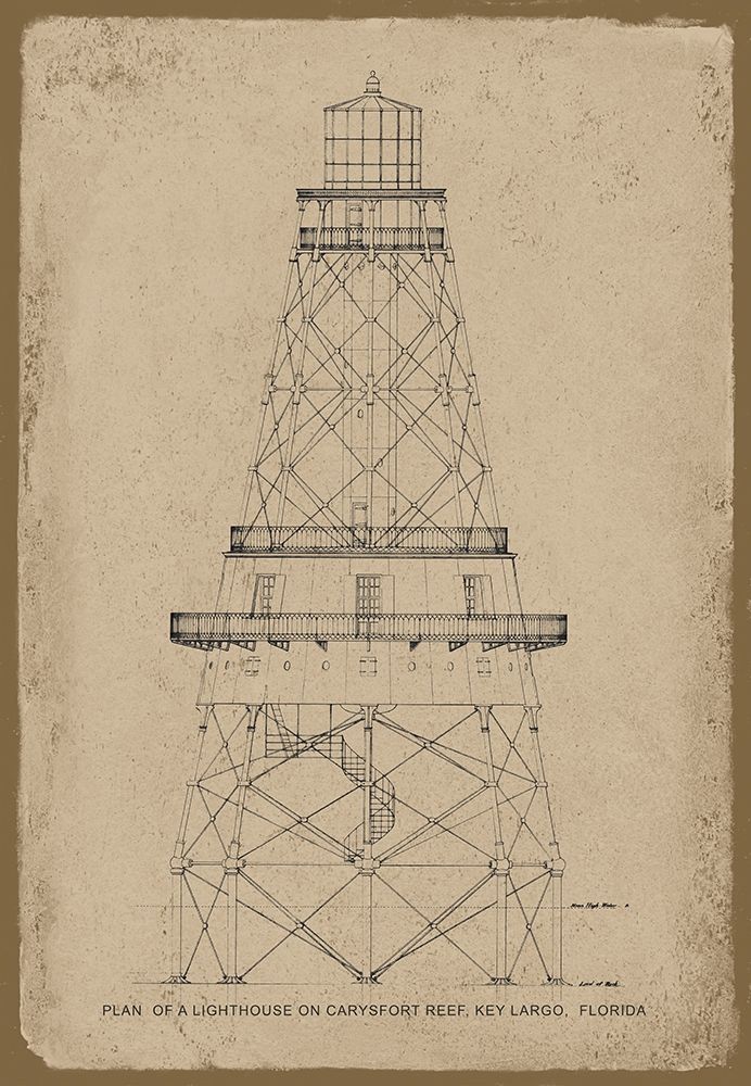 Lighthouse Architectural Drawing art print by Anonymous for $57.95 CAD