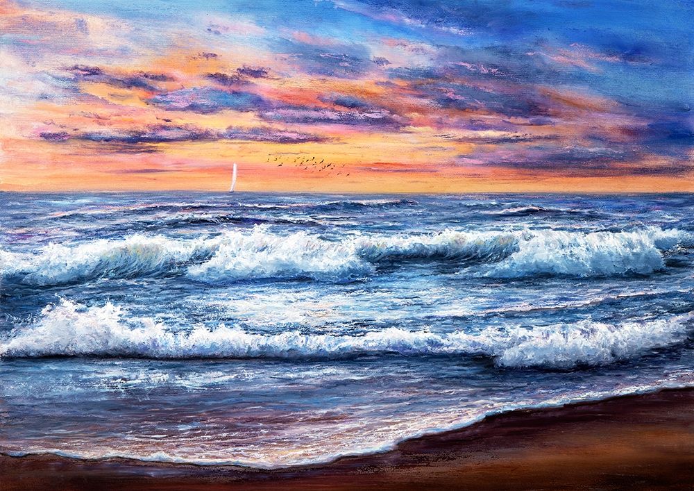 Sunset Over Ocean art print by Boyan Dimitrov for $57.95 CAD