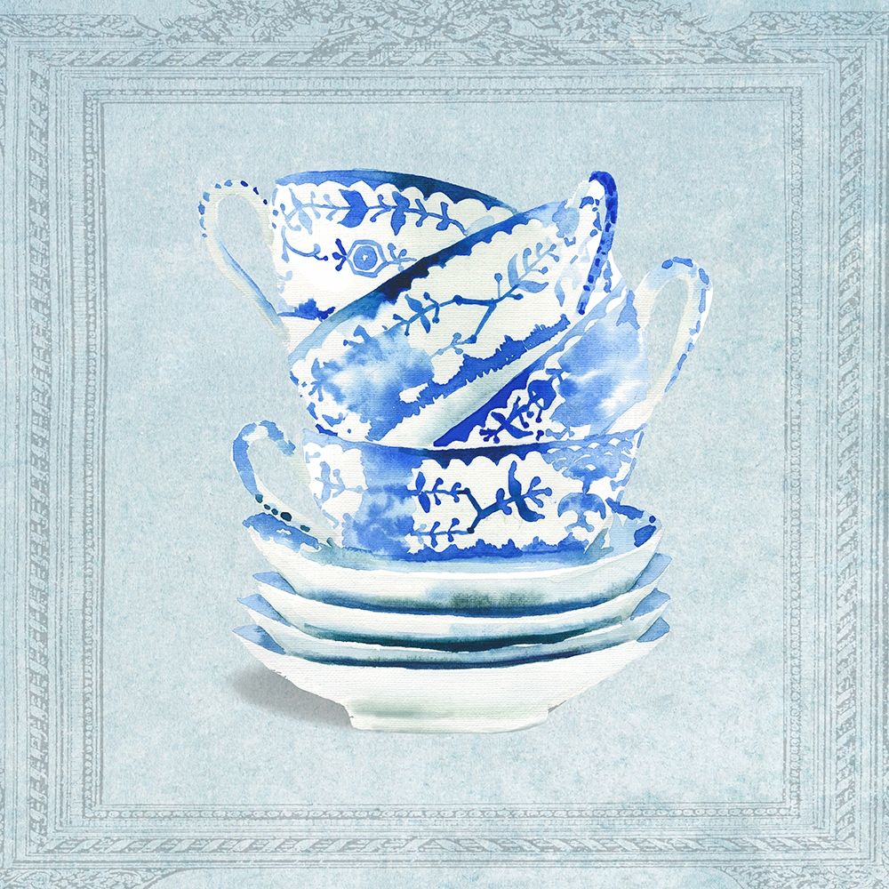 Stacked Tea Cups and Saucers art print by Anna Dolzhenko for $57.95 CAD