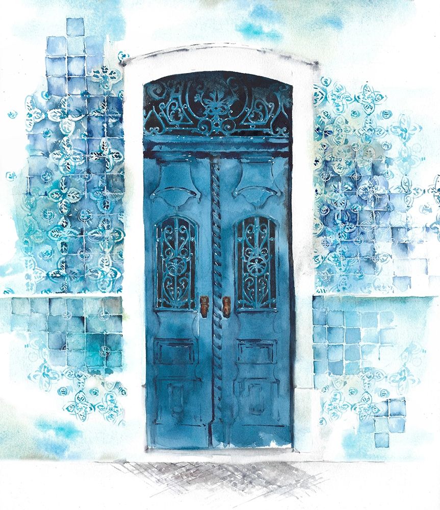 Blue Door in Tile Wall art print by Anonymous for $57.95 CAD