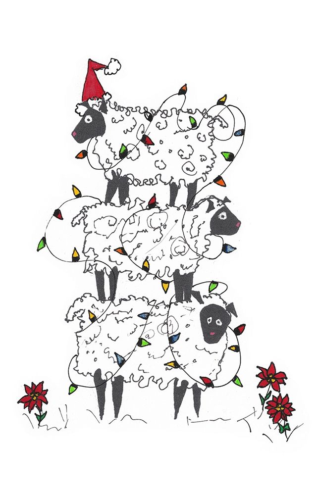 Stacked Sheep at Christmas art print by Lisa Carroccio for $57.95 CAD