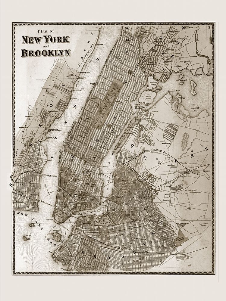 The Plan of New York and Brooklyn, 1867 art print by Anonymous for $57.95 CAD