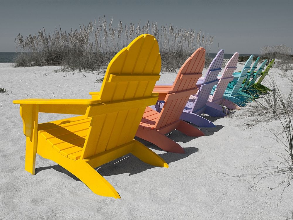 Colorful Beach Chairs art print by Stegmann for $57.95 CAD