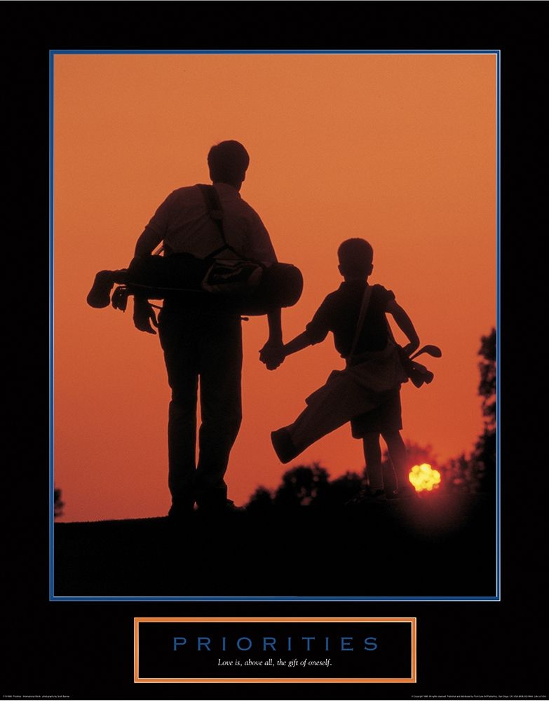 Priorities - Father and Son Golfing art print by Unknown for $57.95 CAD