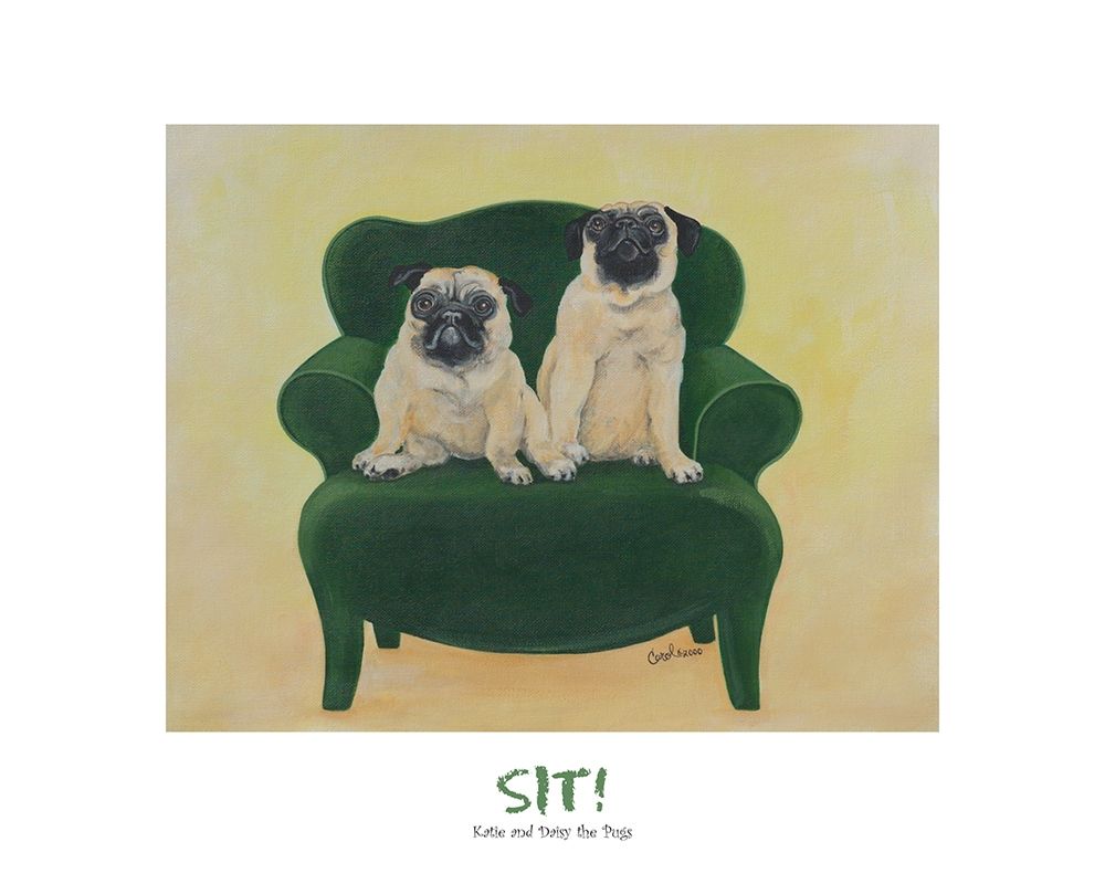 Pugs Sitting on Chair art print by Frontline for $57.95 CAD