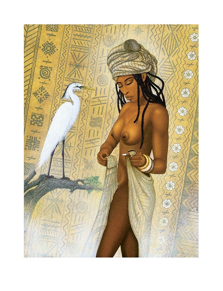Nubian Princess and Heron art print by Unknown for $57.95 CAD
