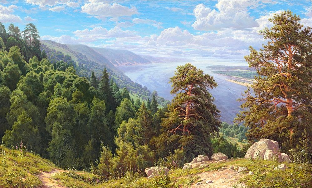 Sunny day over the Volga river art print by Sergej Basov for $57.95 CAD