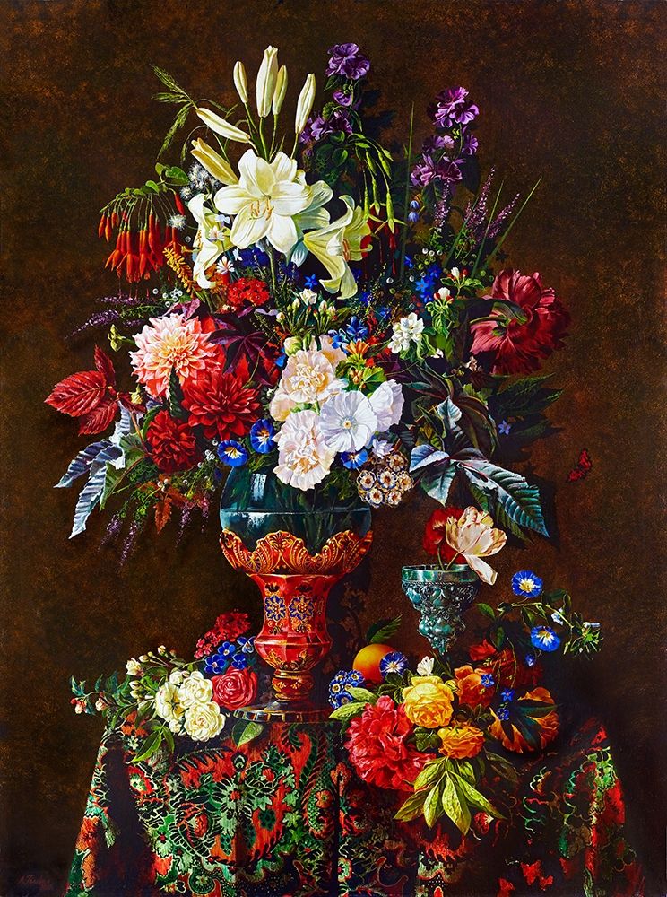 Still-life with a red vase art print by Konstantin Golovin for $57.95 CAD