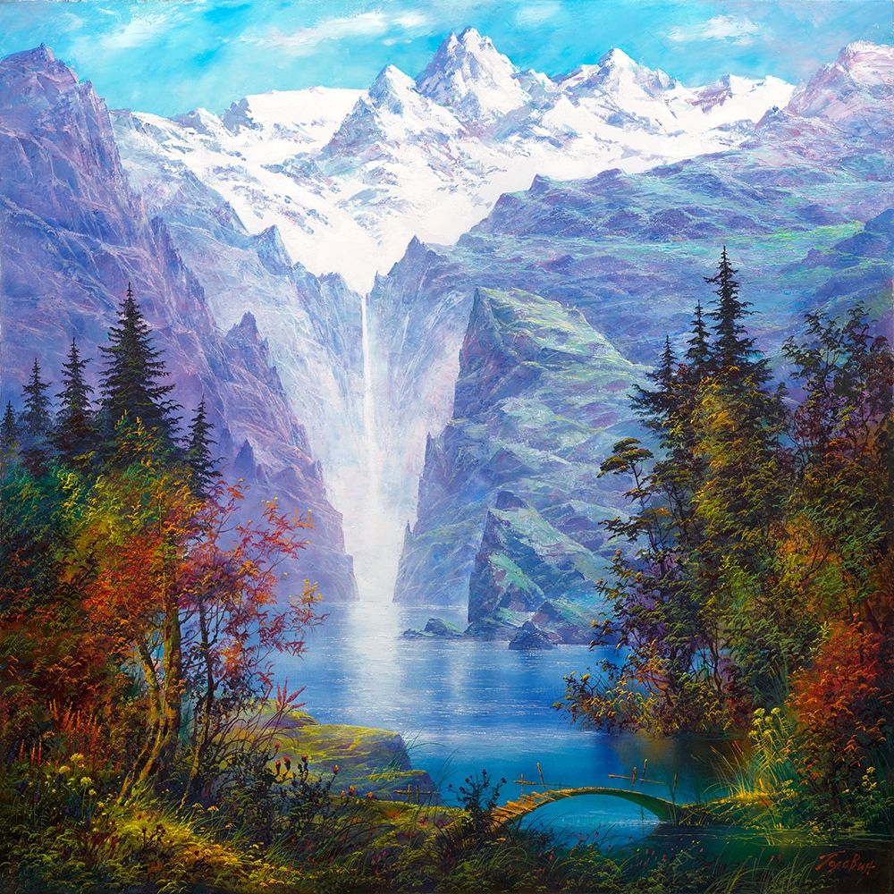 Lake in mountains art print by Konstantin Golovin for $57.95 CAD