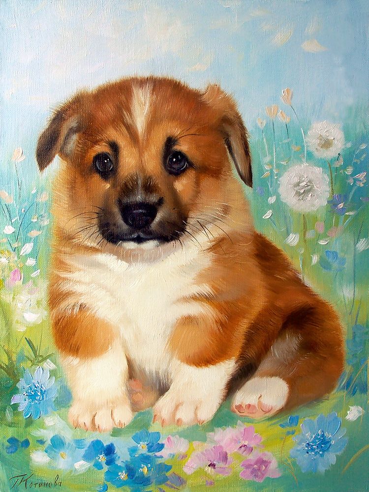 Puppy art print by Galina Kotinova for $57.95 CAD