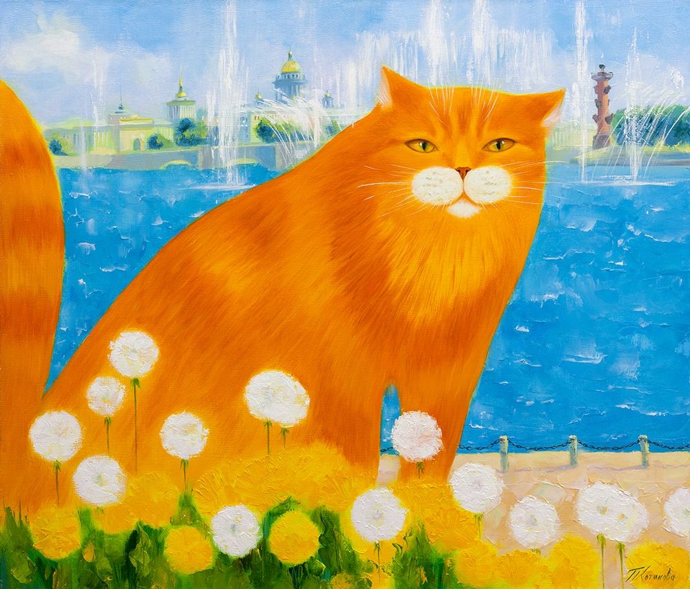 Ginger and dandelions art print by Galina Kotinova for $57.95 CAD