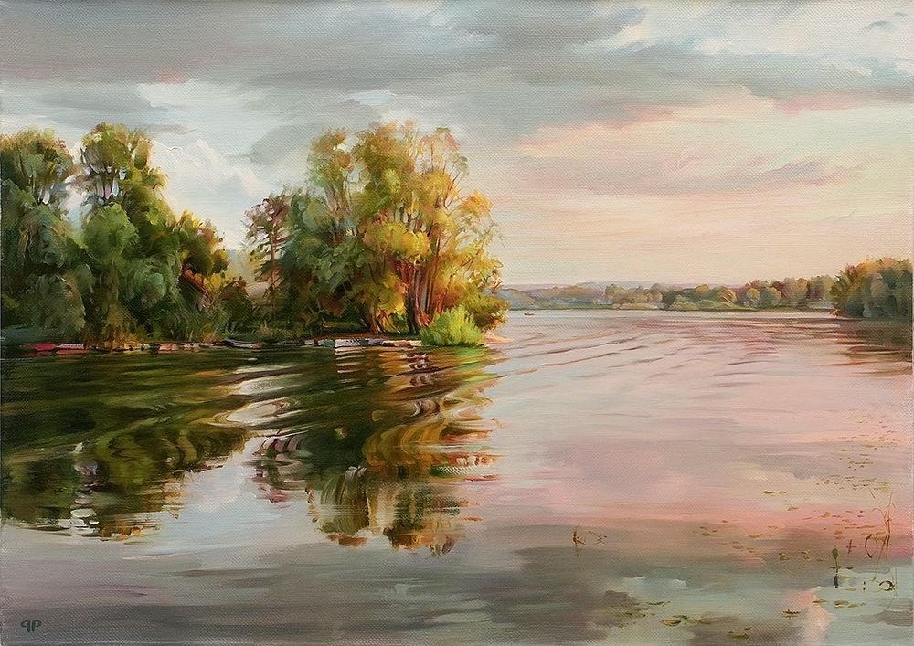 Evening on the Volga river art print by Roman Romanov for $57.95 CAD