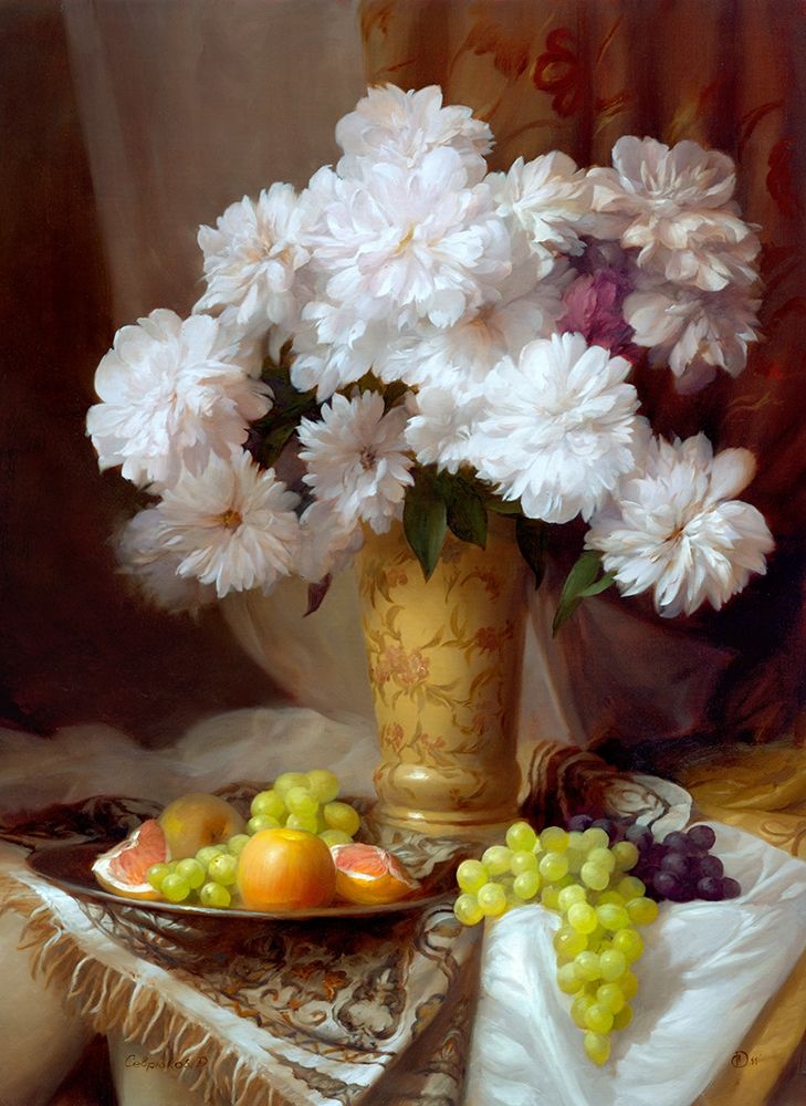 Still-life with a peonies art print by Dmitry Sevryukov for $57.95 CAD