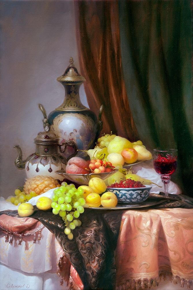 Still-life with Chinese teapot art print by Dmitry Sevryukov for $57.95 CAD