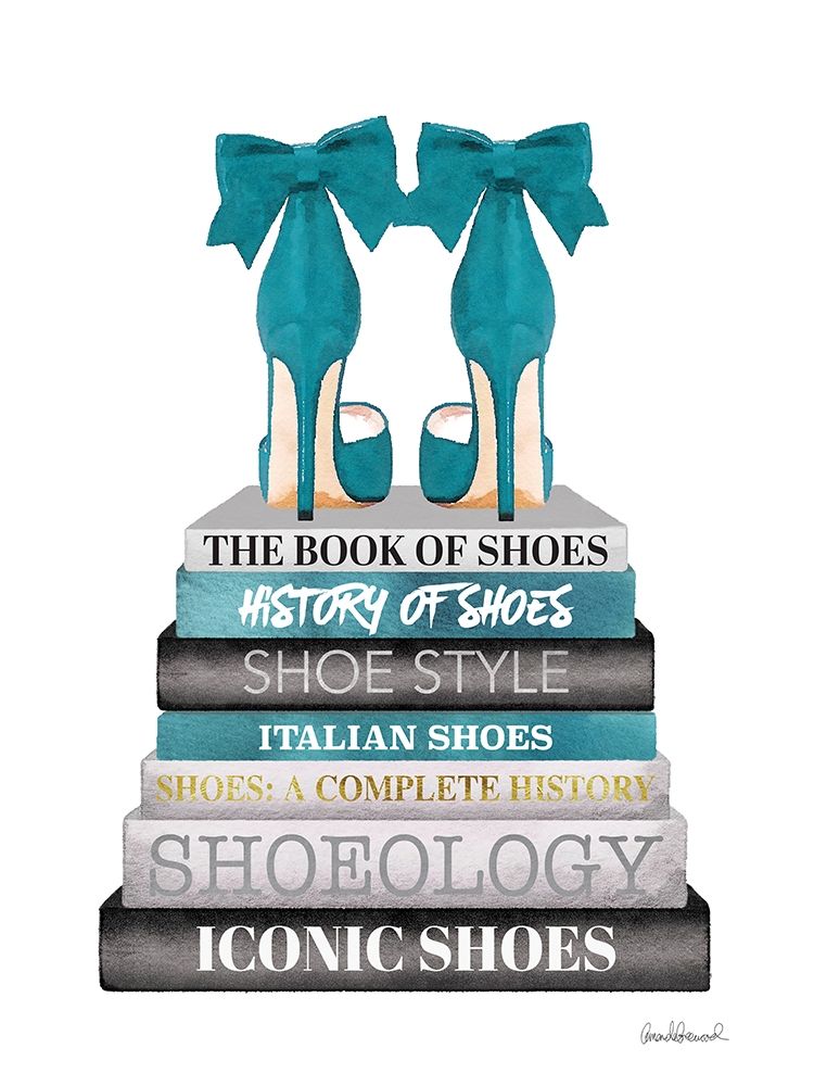 Teal Bookstack Shoe art print by Amanda Greenwood for $57.95 CAD
