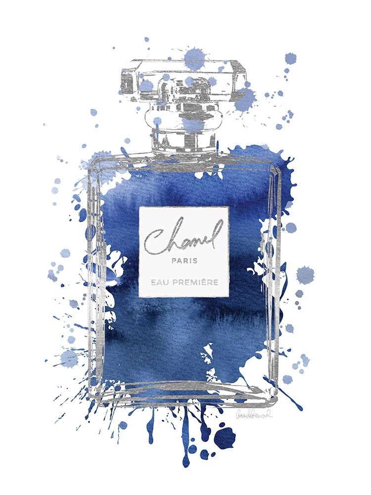 Silver Inky Perfume in Navy art print by Amanda Greenwood for $57.95 CAD