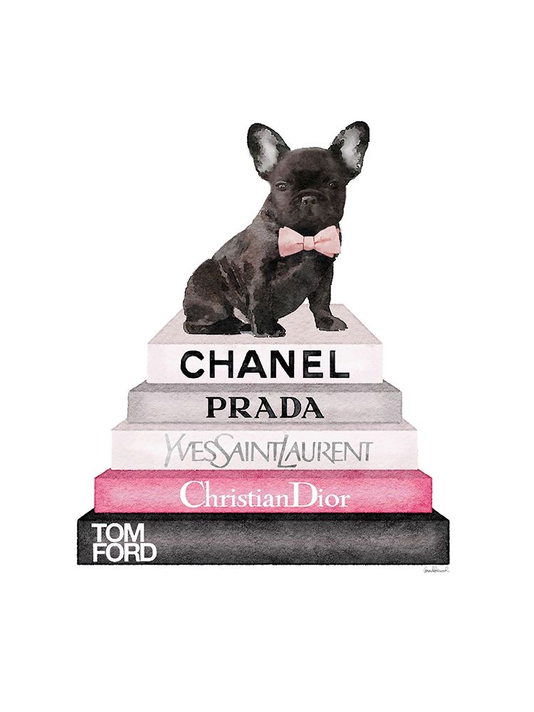 Pink Frenchie Bookstack art print by Amanda Greenwood for $57.95 CAD
